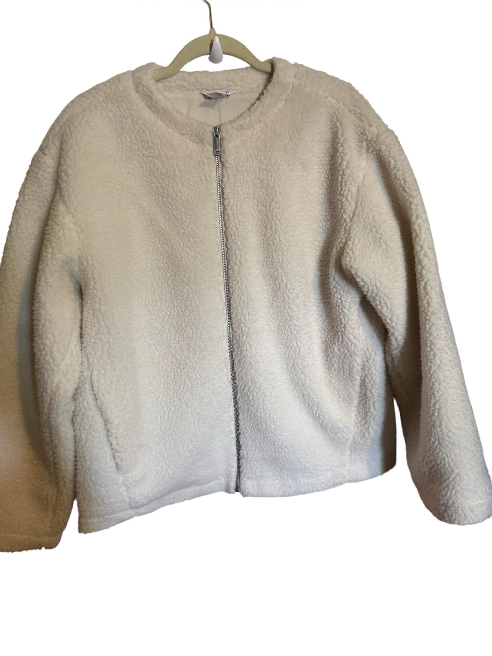 Calvin Klein winter white cream ready bear zip up jacket ladies oversized small
